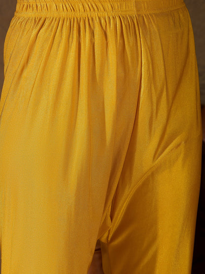 Neelangi yellow Women Kurta and Leggings Duppata Set Chanderi Modal Butti - FitVibe Fashion