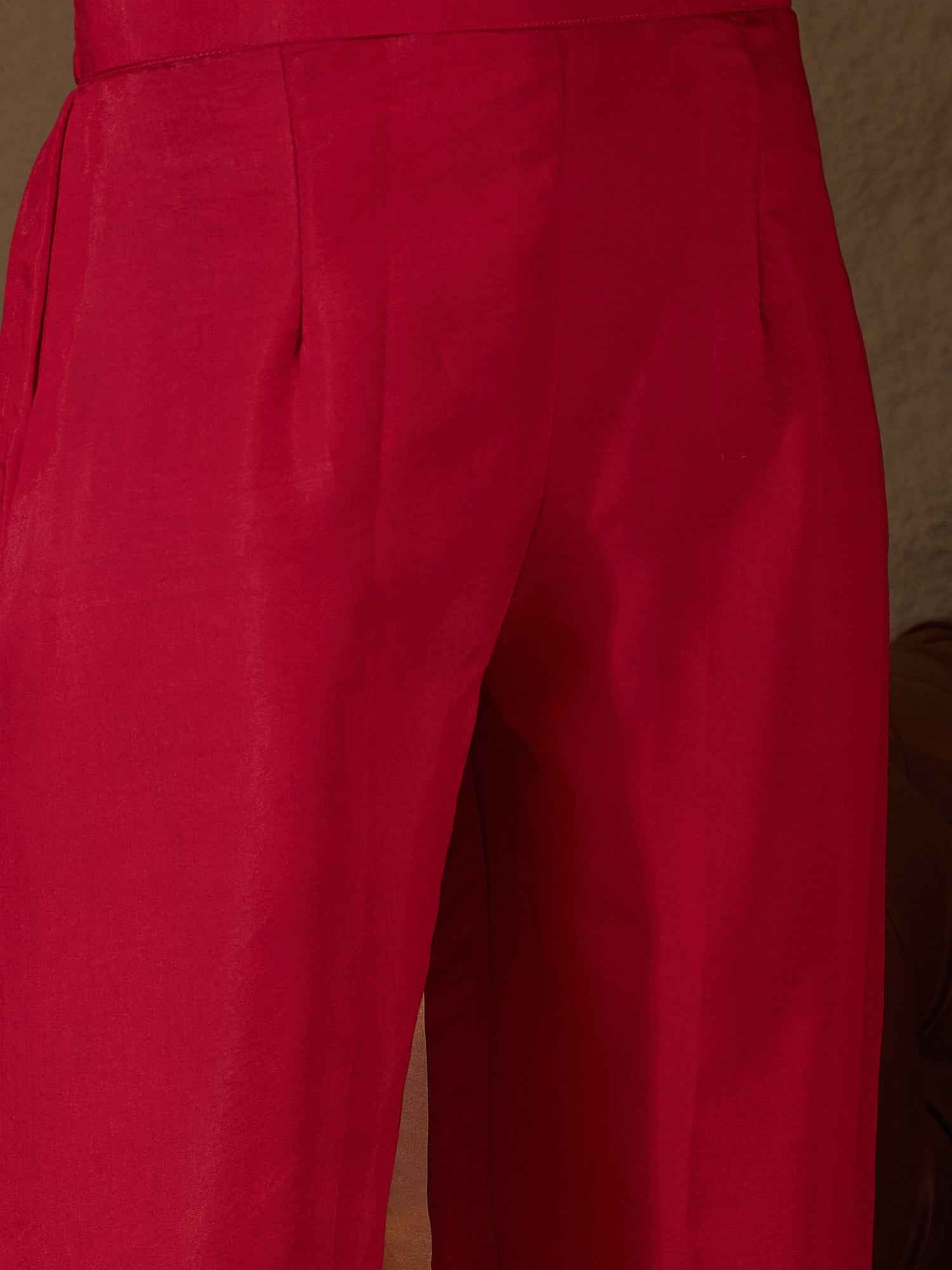 Aarohi red Women Kurta and Pant Sets Silk Blend Fabric