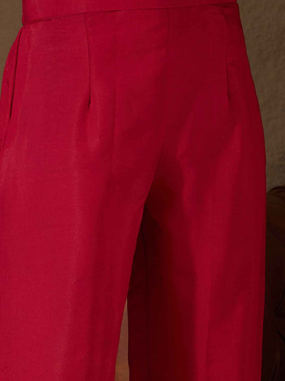 Aarohi red Women Kurta and Pant Sets Silk Blend Fabric