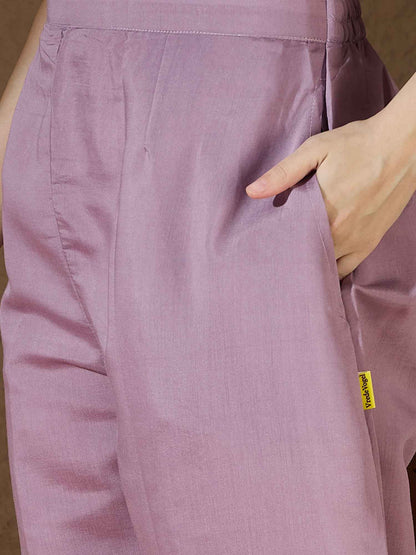 Aarohi lavender Women Kurta and Pant Sets Silk Blend Fabric