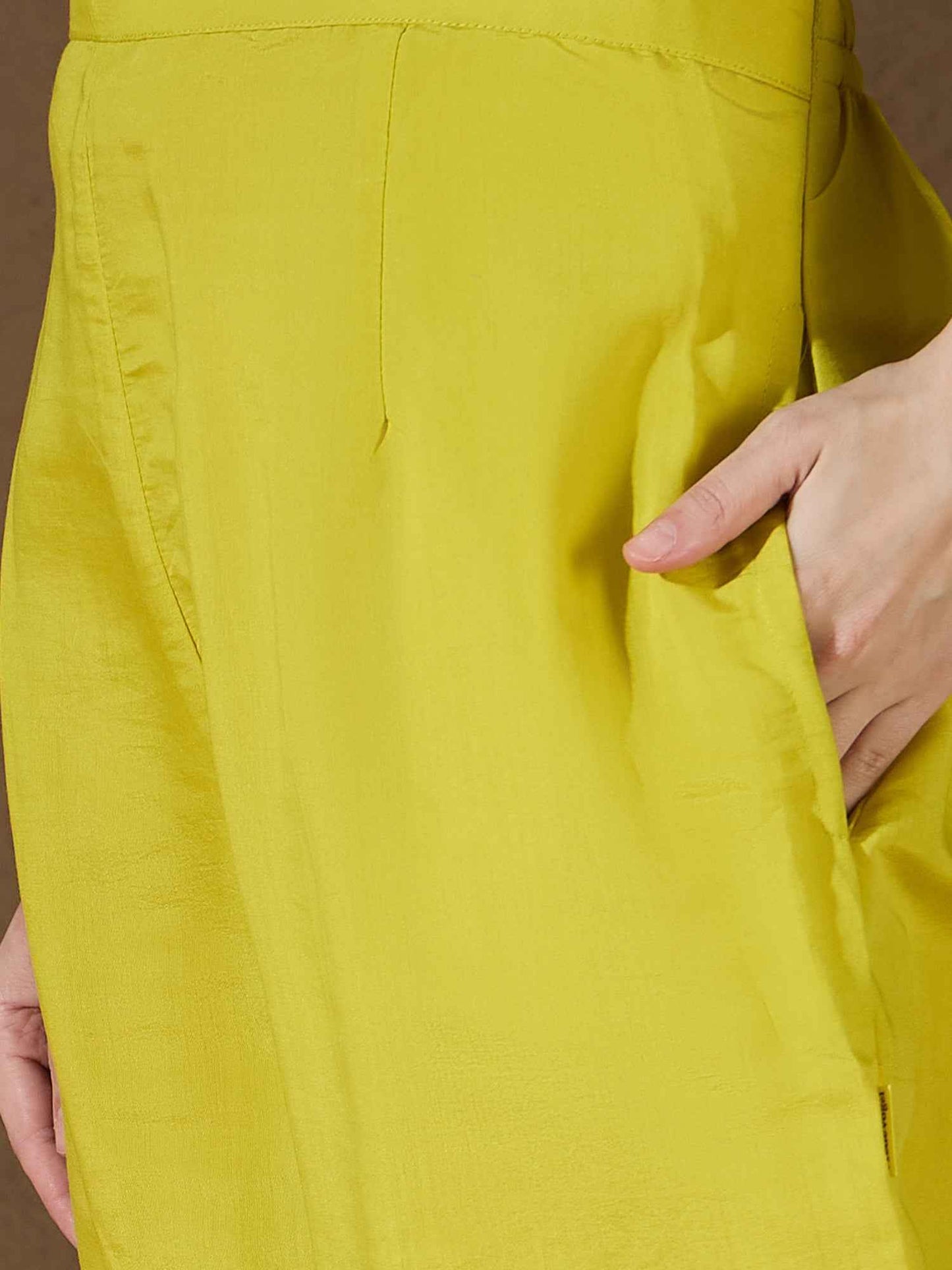 Aarohi lemon Women Kurta and Pant Sets Silk Blend Fabric