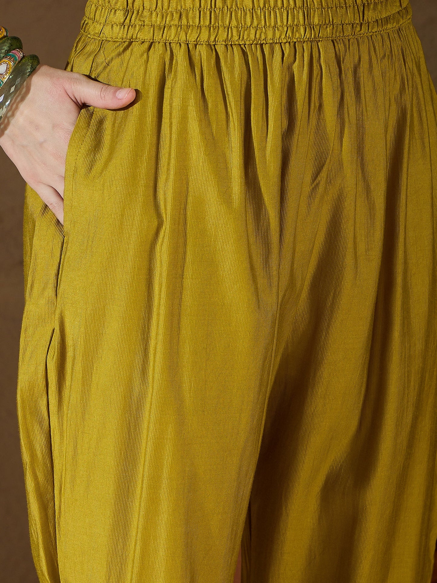 Chitra Charm Lemon Yoke Design Silk Blend Straight Suit With Dupatta - FitVibe Fashion