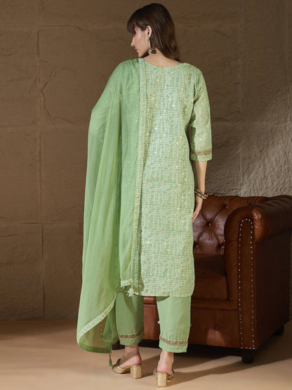 Ritu Women Kurta and Trouser Duppata Set With Embroidery Cotton Blend - FitVibe Fashion