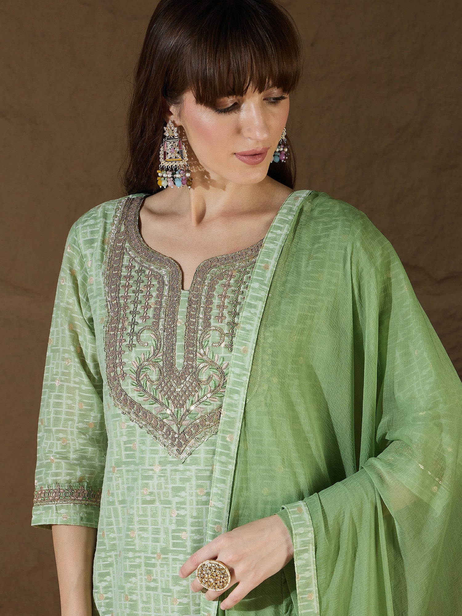 Ritu Women Kurta and Trouser Duppata Set With Embroidery Cotton Blend - FitVibe Fashion