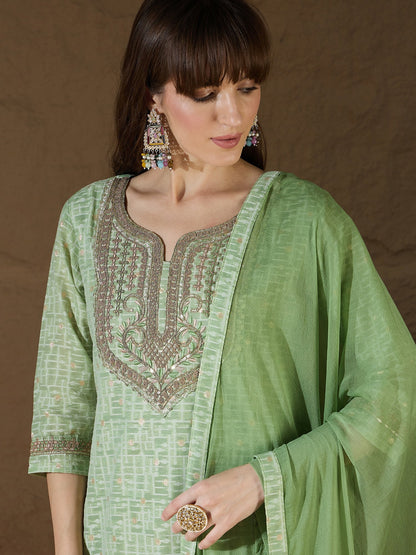 Ritu Women Kurta and Trouser Duppata Set With Embroidery Cotton Blend - FitVibe Fashion