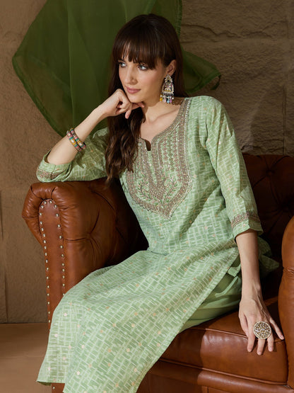 Ritu Women Kurta and Trouser Duppata Set With Embroidery Cotton Blend - FitVibe Fashion