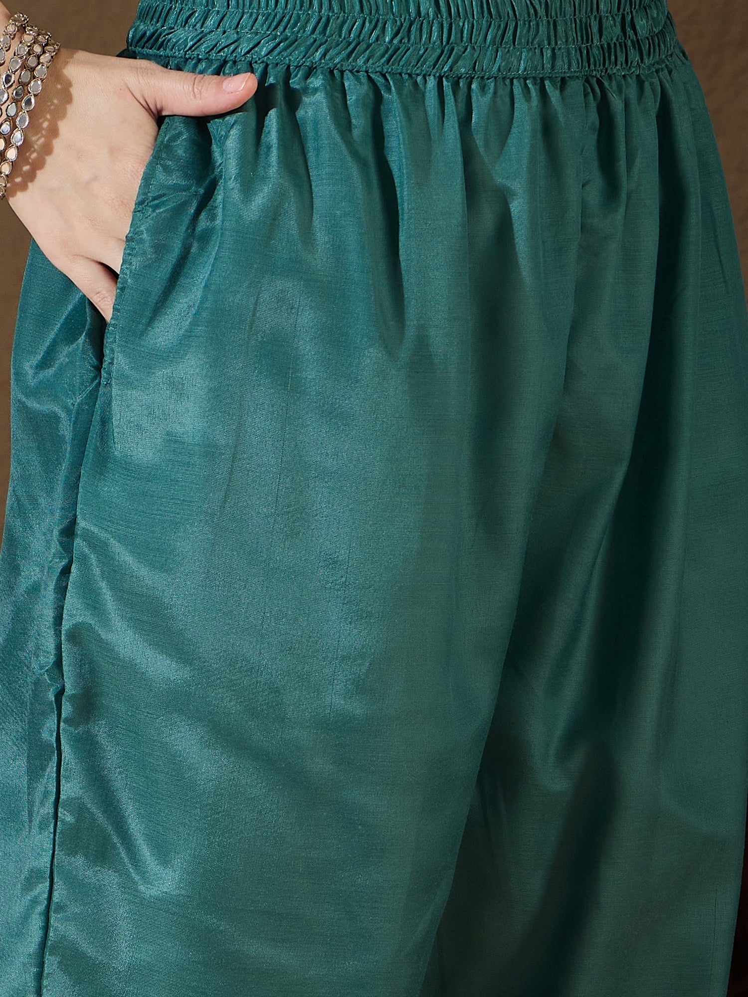 Saiyaara Light blue Cotton Silk Embellished Flared Suit Set - FitVibe Fashion