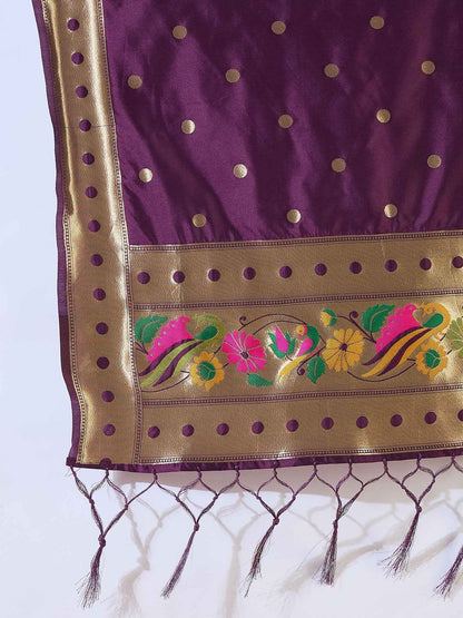 Aanira Purple Cotton Silk Jacquard Kurta Pant With Banarasi Silk dupatta