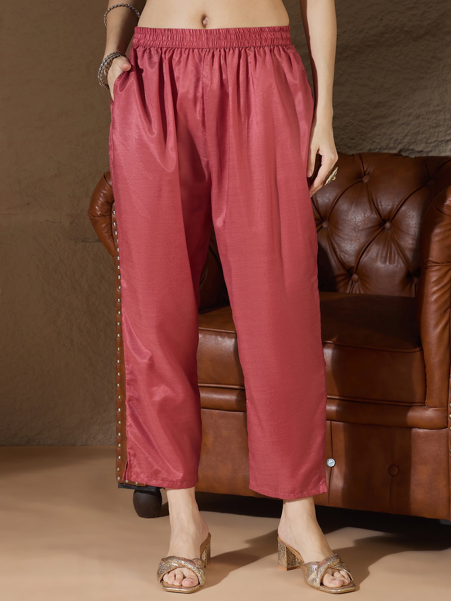 Saiyaara Peach Cotton Silk Embellished Flared Suit Set - FitVibe Fashion