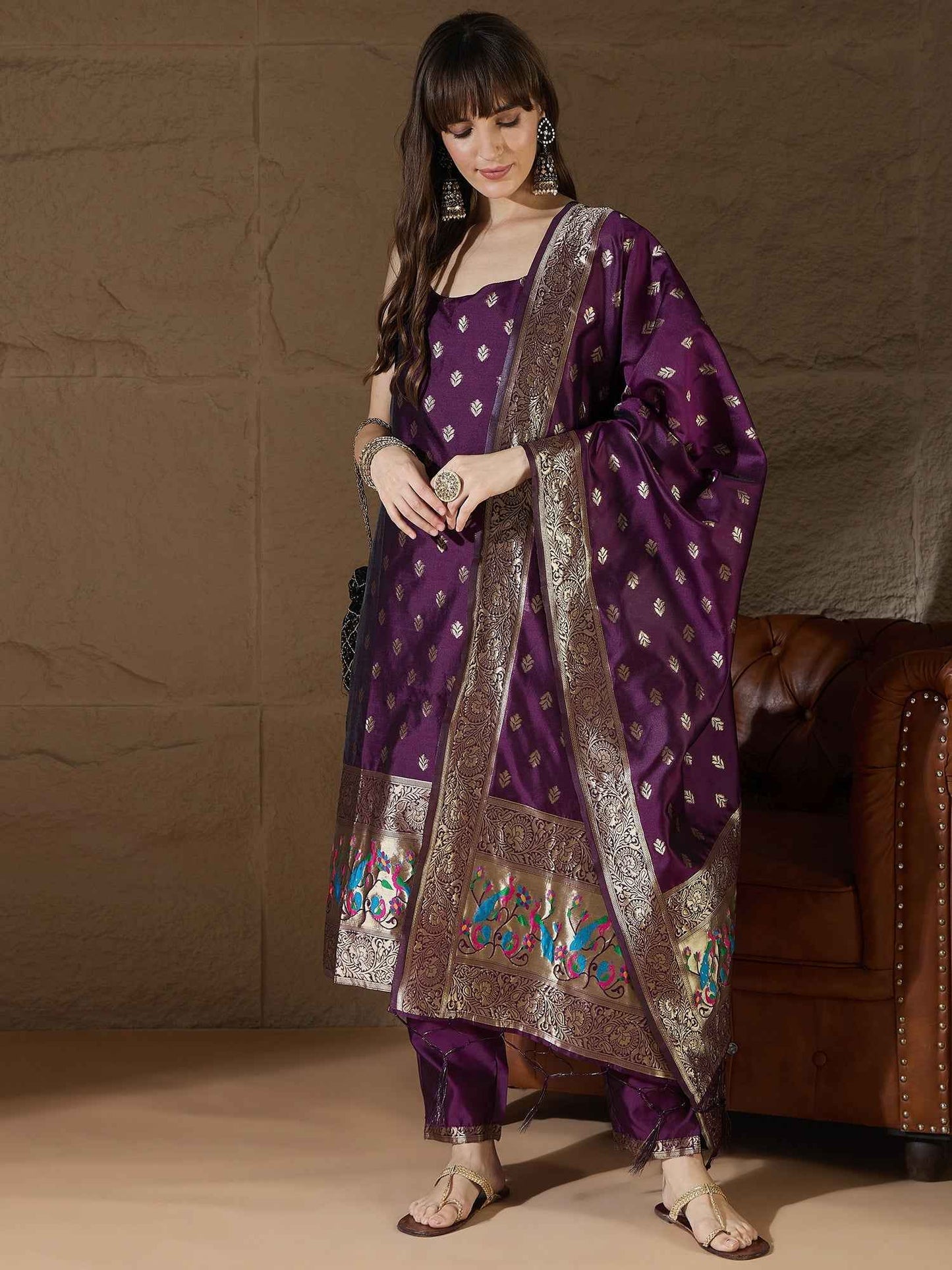 Aangan Ethnic Kurta with Trousers & Dupatta Set