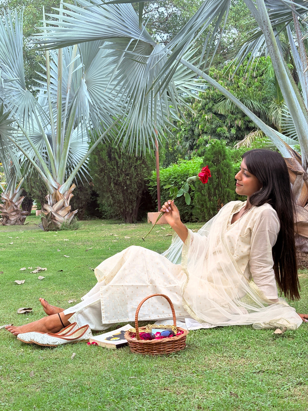 Samantha White Chanderi Silk Women Ethnic Wear Suits Set - FitVibe Fashion