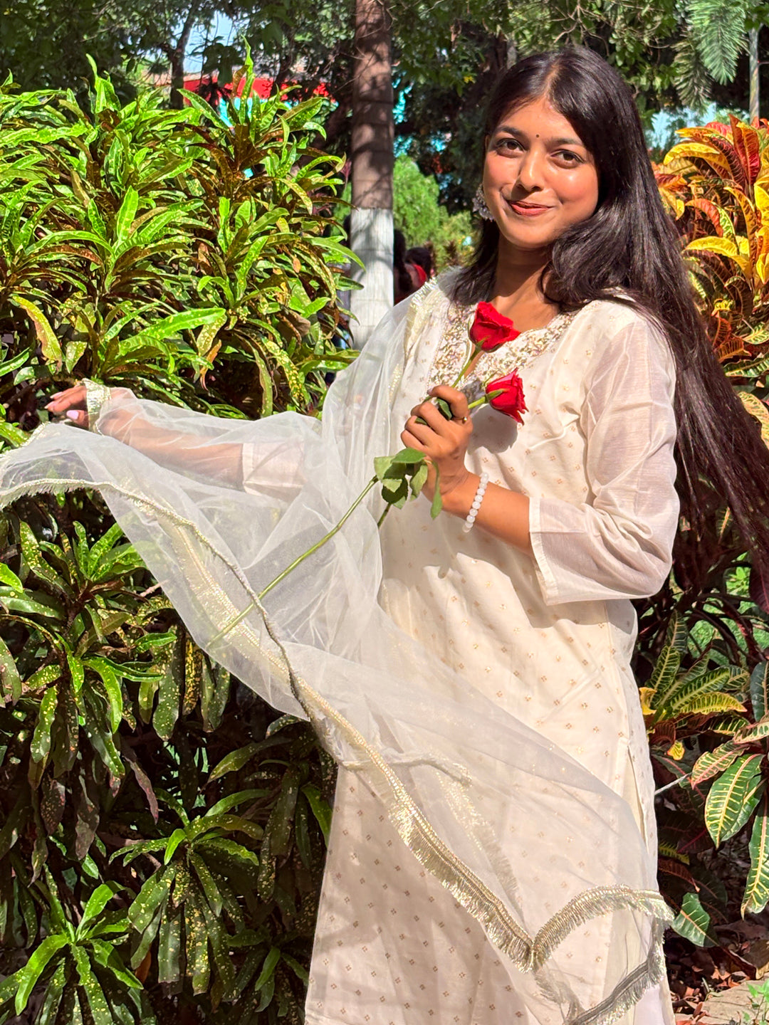 Samantha White Chanderi Silk Women Ethnic Wear Suits Set - FitVibe Fashion