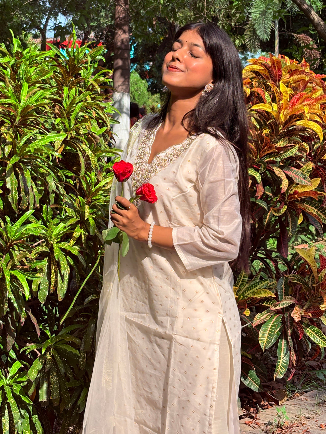 Samantha White Chanderi Silk Women Ethnic Wear Suits Set - FitVibe Fashion