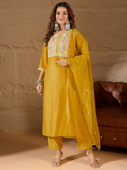 Dhanvi Silk Blend Dori Embroidered Kurta Set - FitVibe Fashion