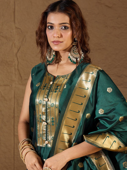 Misty Orchid Meenakari Silk Jacquard Kurta Set Suits - FitVibe Fashion