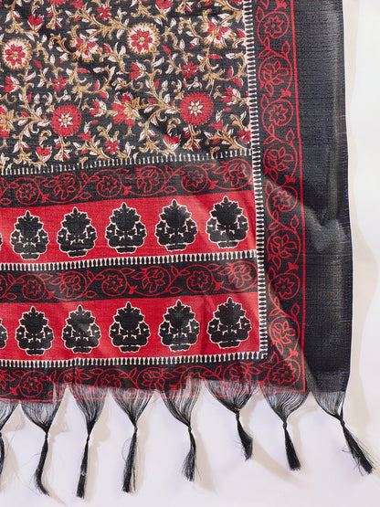 Devira Embroidered Silk Blend Calf Length Straight Kurta Trouser with Dupatta Set - FitVibe Fashion