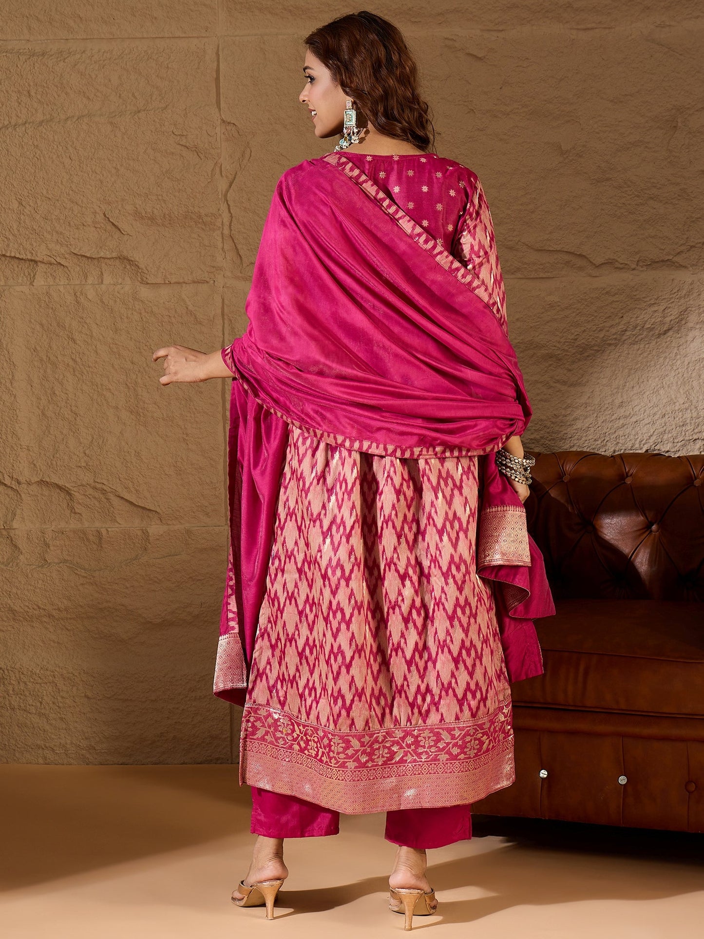 Saiyaara Purple Cotton Silk Embellished Flared Suit Set - FitVibe Fashion