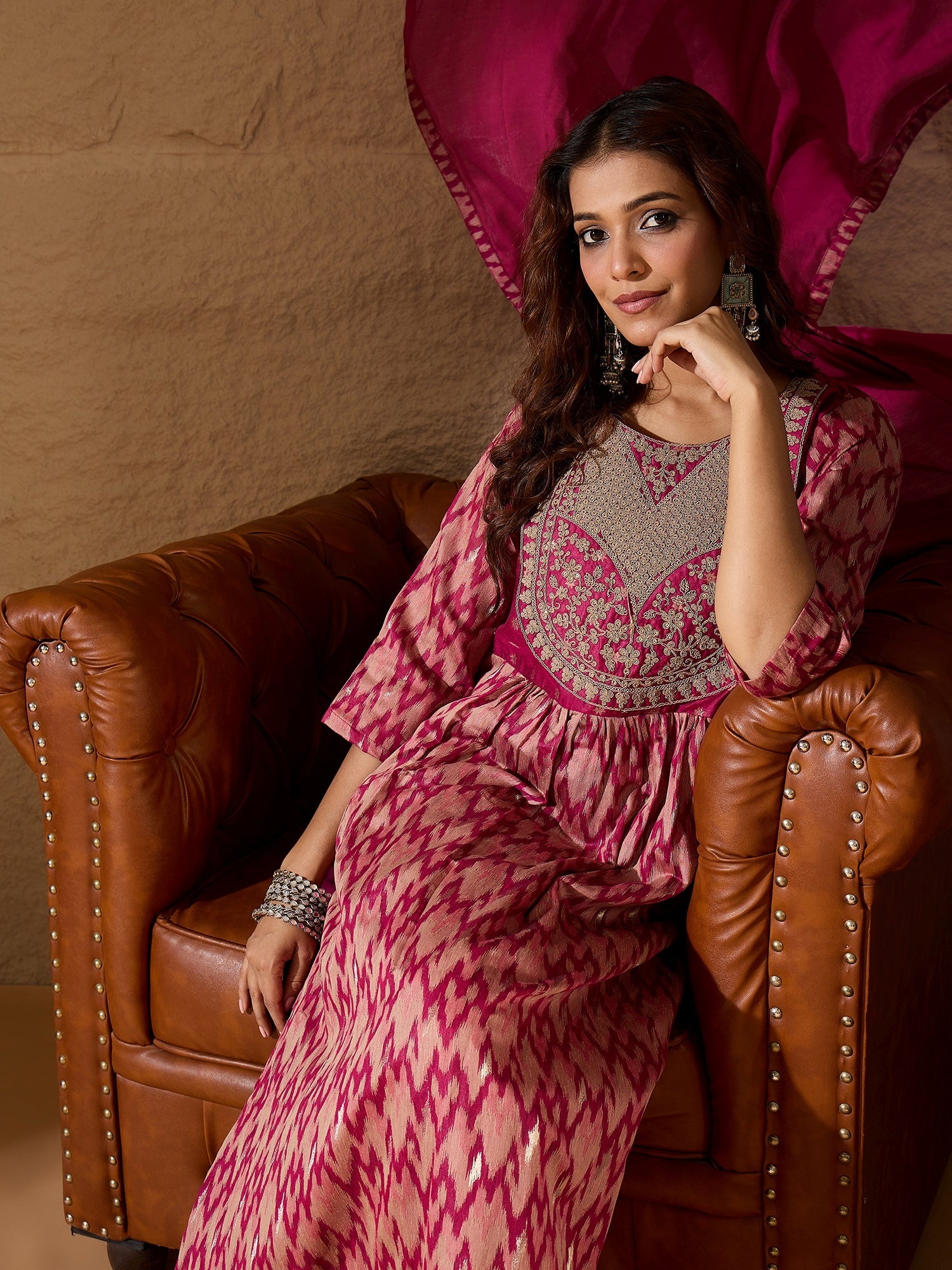 Saiyaara Purple Cotton Silk Embellished Flared Suit Set - FitVibe Fashion