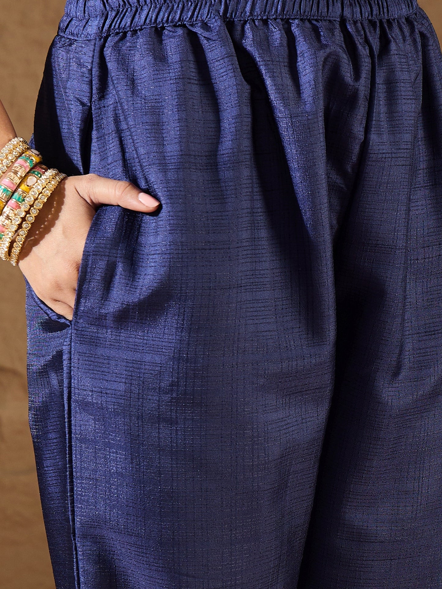 Devira Embroidered Silk Blend Calf Length Straight Kurta Trouser with Dupatta Set - FitVibe Fashion