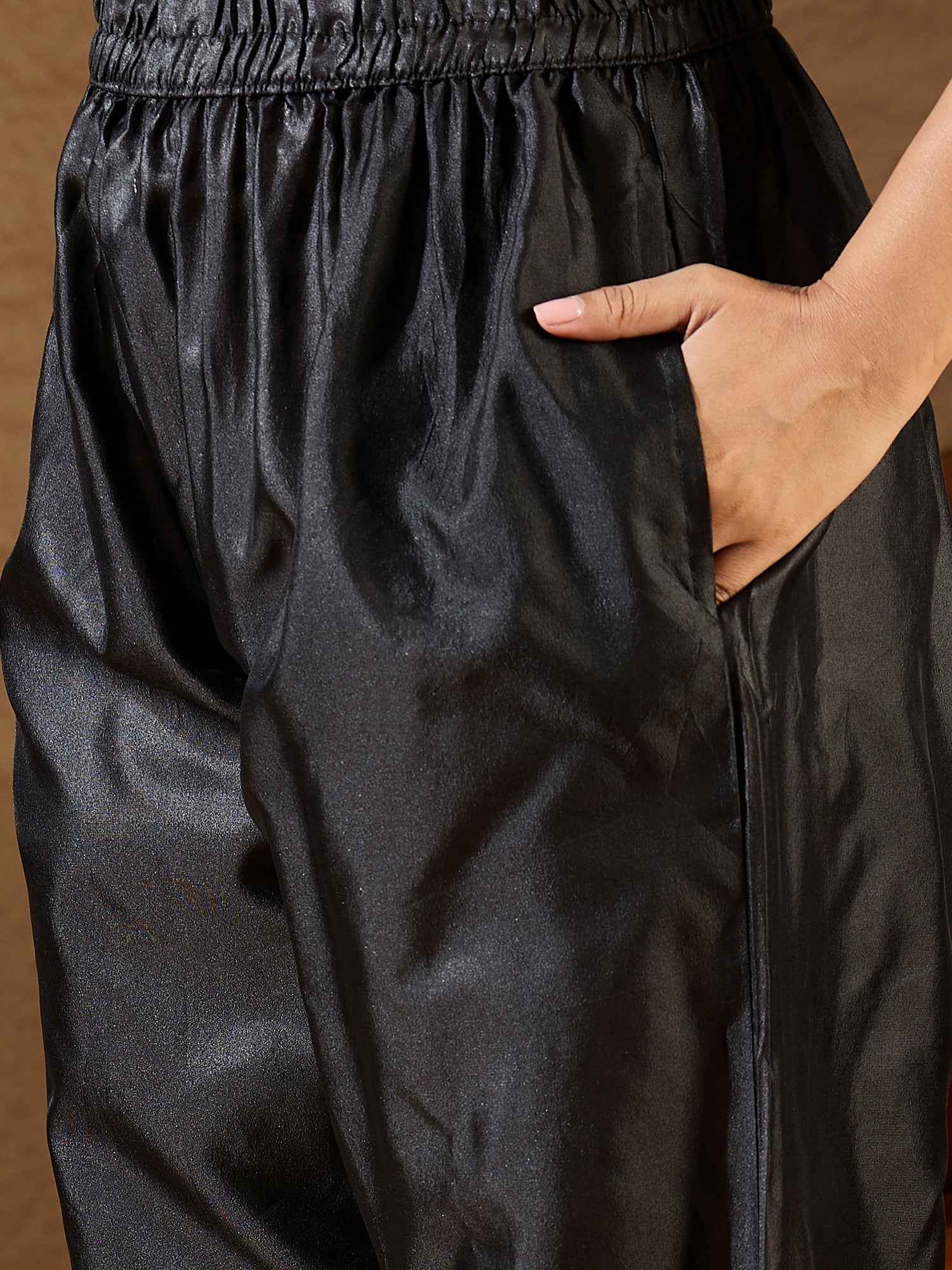 Aanira Black Cotton Silk Jacquard Kurta Pant With Banarasi Silk dupatta