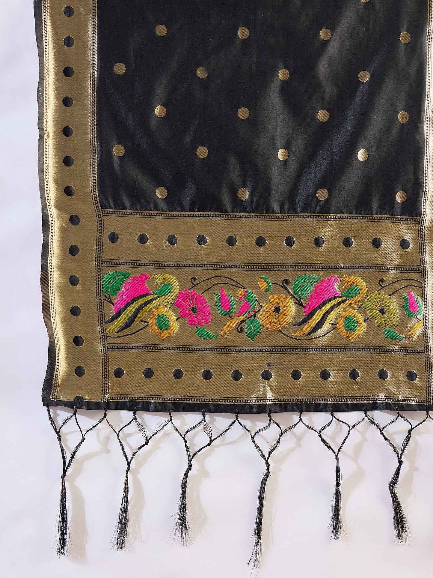 Aanira Black Cotton Silk Jacquard Kurta Pant With Banarasi Silk dupatta