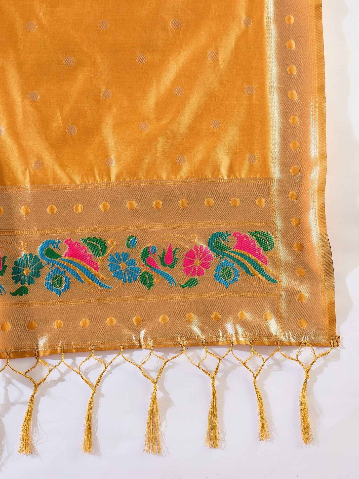 Aanira Yellow Cotton Silk Jacquard Kurta Pant With Banarasi Silk dupatta