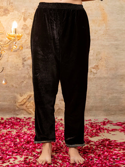 Women Velvet Kurta Pant Dupatta Set - FitVibe Fashion