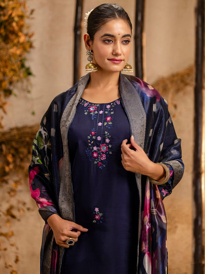 Deepali Viscose Roman Silk Calf Length Kurta Set Dupatta - FitVibe Fashion