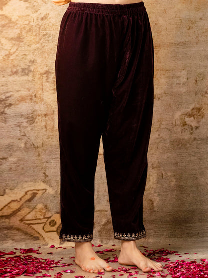 Women Velvet Kurta Pant Dupatta Set - FitVibe Fashion