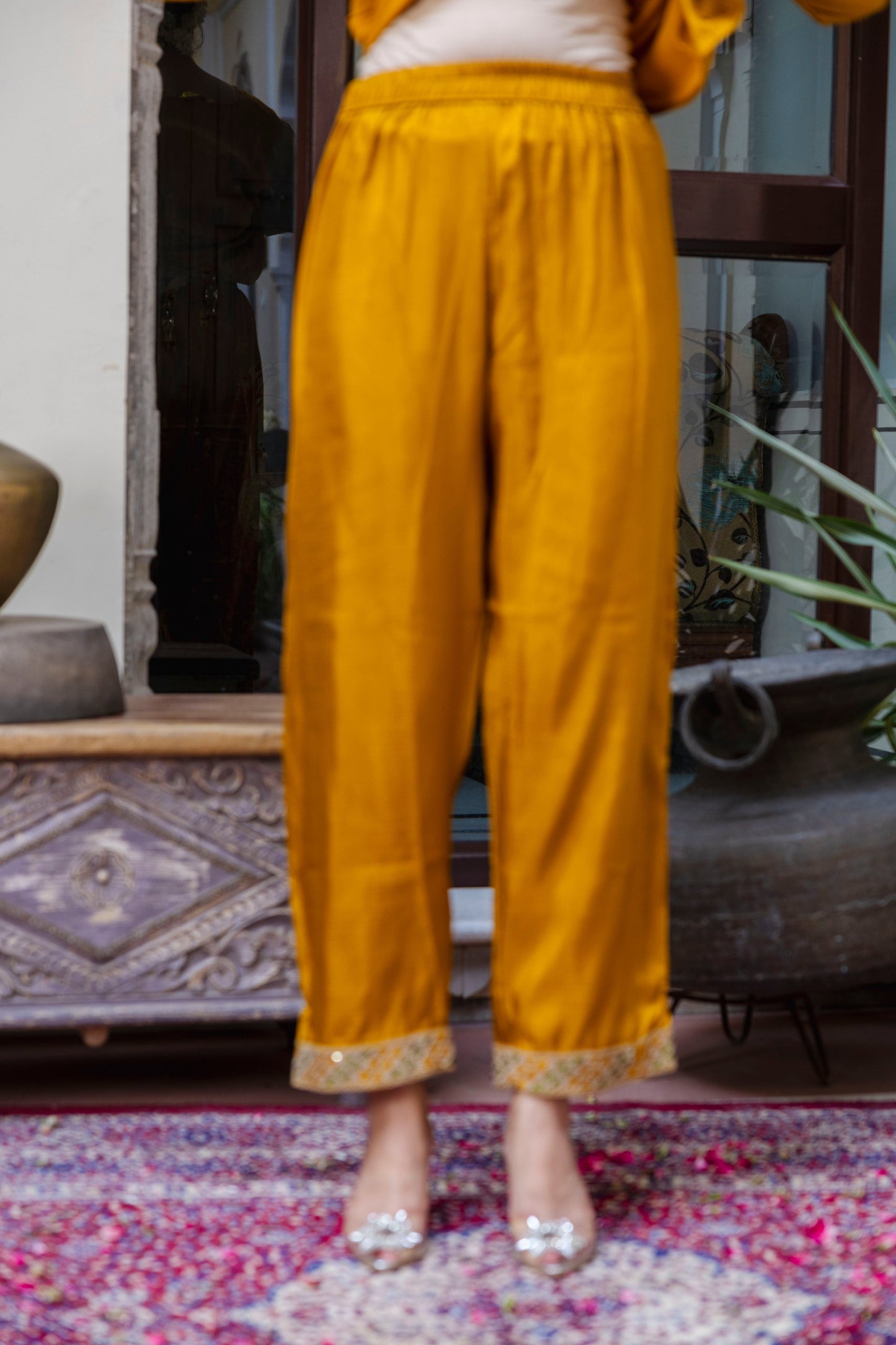 Embroidered Silk Blend Calf Length Straight Kurta Trouser with Dupatta Set - FitVibe Fashion