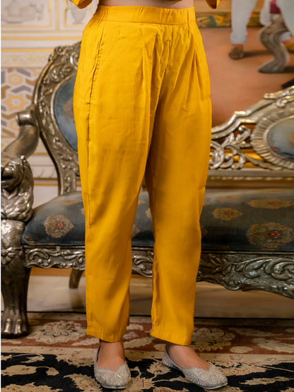 Women's Embroidered Silk Blend Calf Length Straight Kurta with Palazzo & Dupatta Set - FitVibe Fashion