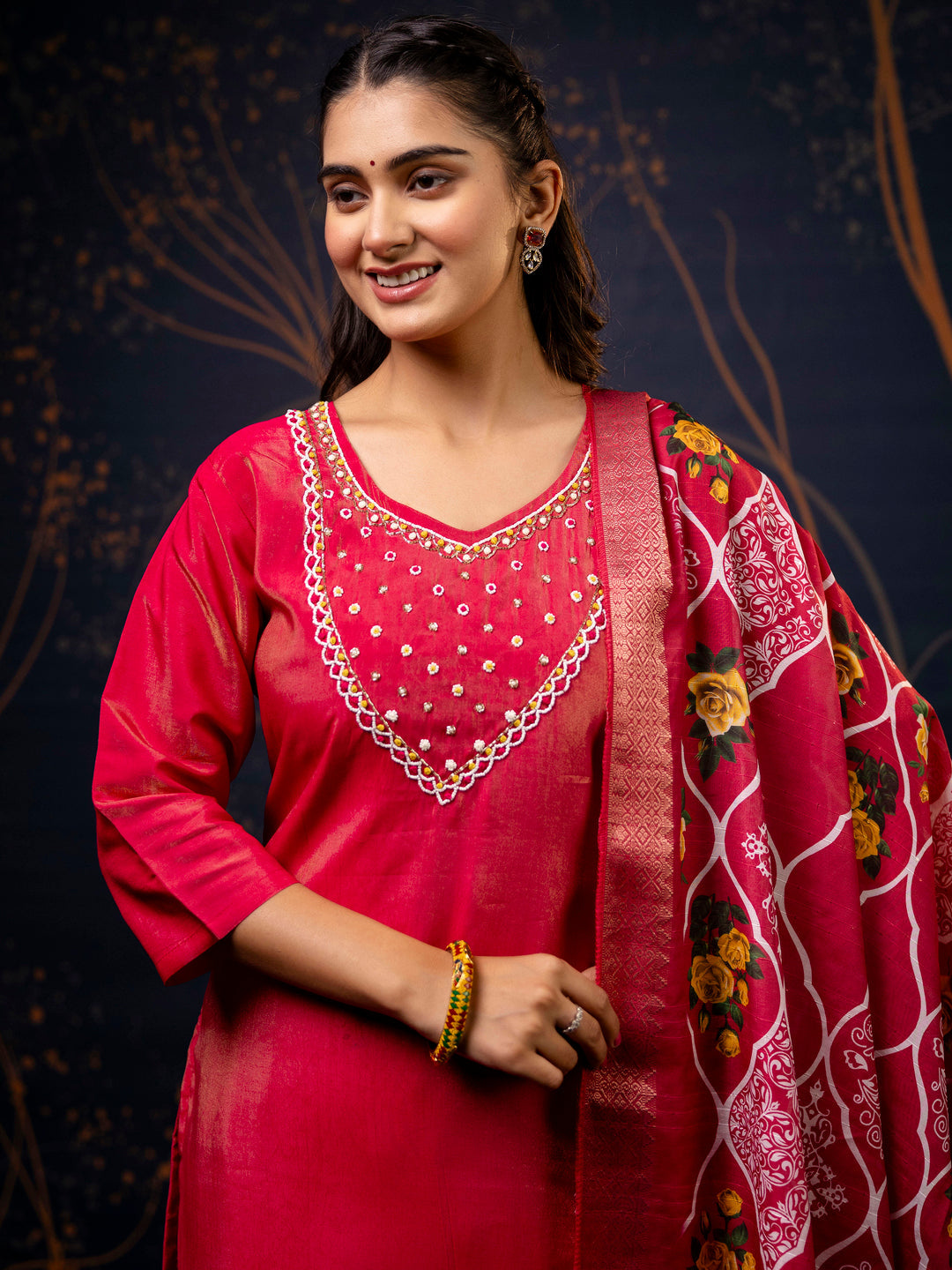 Women Kurta and Pant Sets Simar Silk fabric - FitVibe Fashion