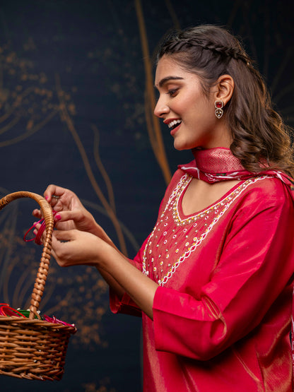 Women Kurta and Pant Sets Simar Silk fabric - FitVibe Fashion