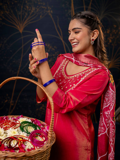 Women Kurta and Pant Sets Simar Silk fabric - FitVibe Fashion