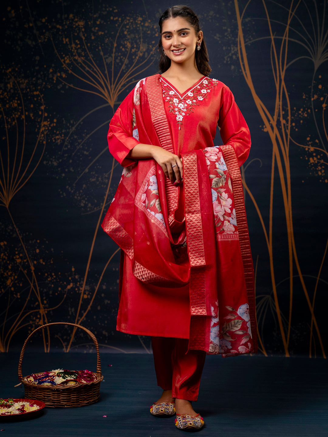 Women Kurta and Pant Sets Simar Silk fabric - FitVibe Fashion