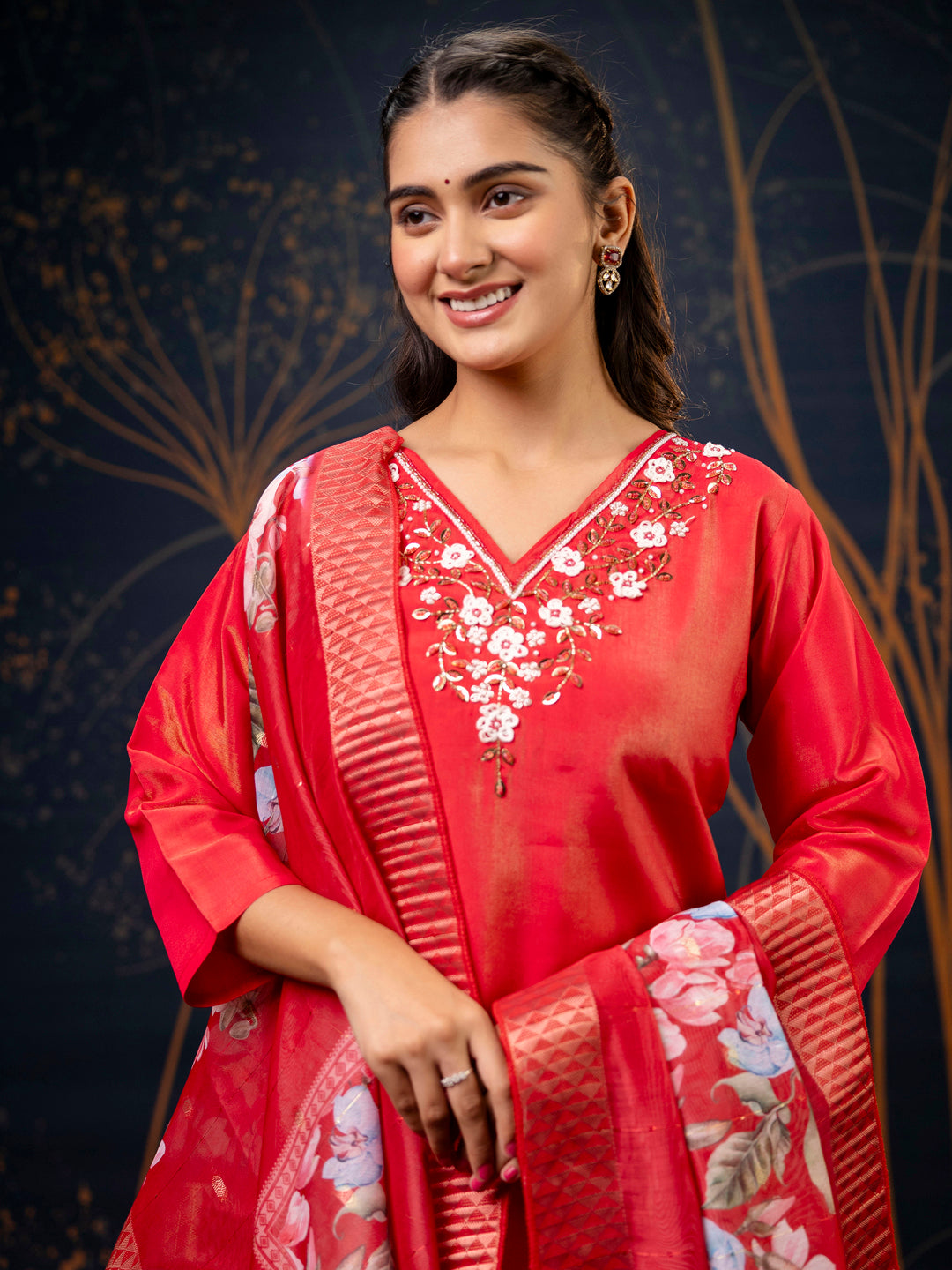 Women Kurta and Pant Sets Simar Silk fabric - FitVibe Fashion