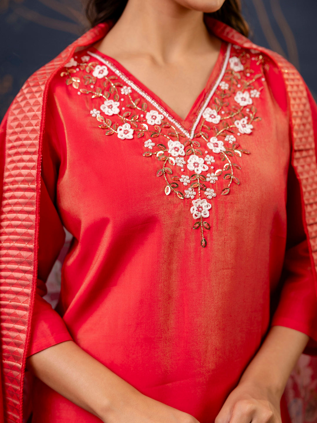 Women Kurta and Pant Sets Simar Silk fabric - FitVibe Fashion