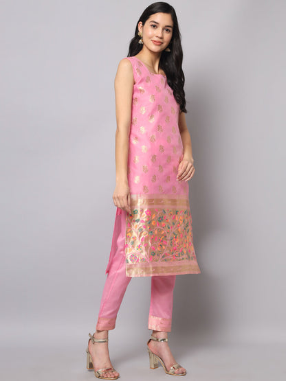Cotton Silk Jacquard Kurta Pant With Banarasi Silk dupatta - FitVibe Fashion