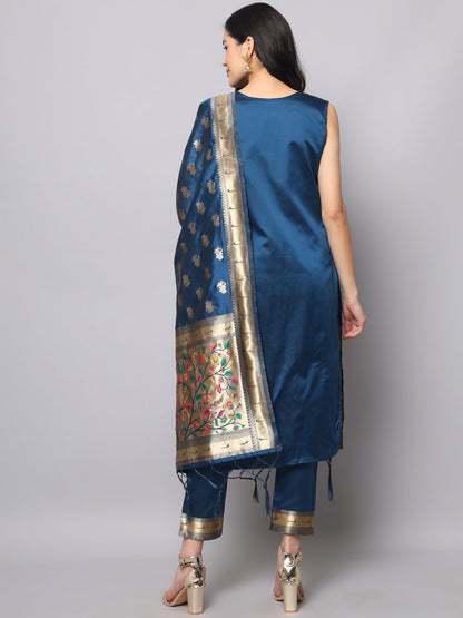 Cotton Silk Jacquard Kurta Pant With Banarasi Silk dupatta - FitVibe Fashion