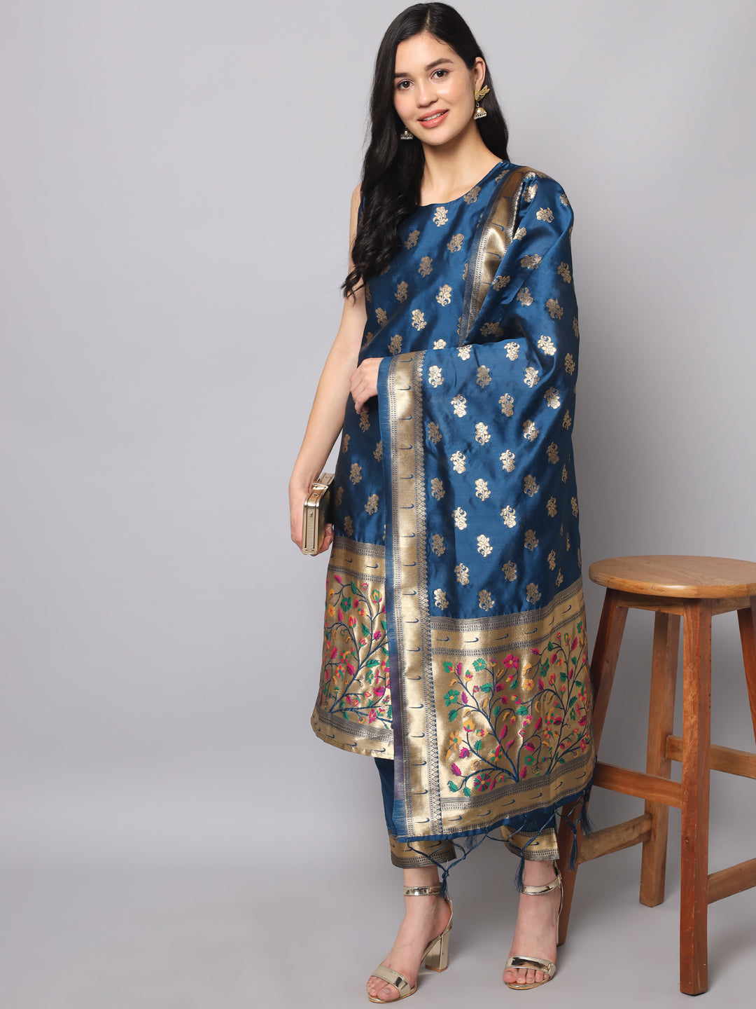 Cotton Silk Jacquard Kurta Pant With Banarasi Silk dupatta - FitVibe Fashion