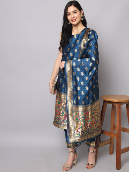 Cotton Silk Jacquard Kurta Pant With Banarasi Silk dupatta - FitVibe Fashion
