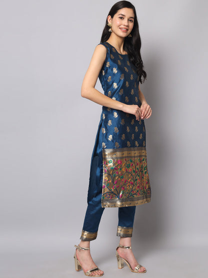Cotton Silk Jacquard Kurta Pant With Banarasi Silk dupatta - FitVibe Fashion