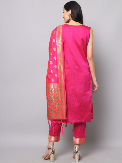 Cotton Silk Jacquard Kurta Pant With Banarasi Silk dupatta - FitVibe Fashion