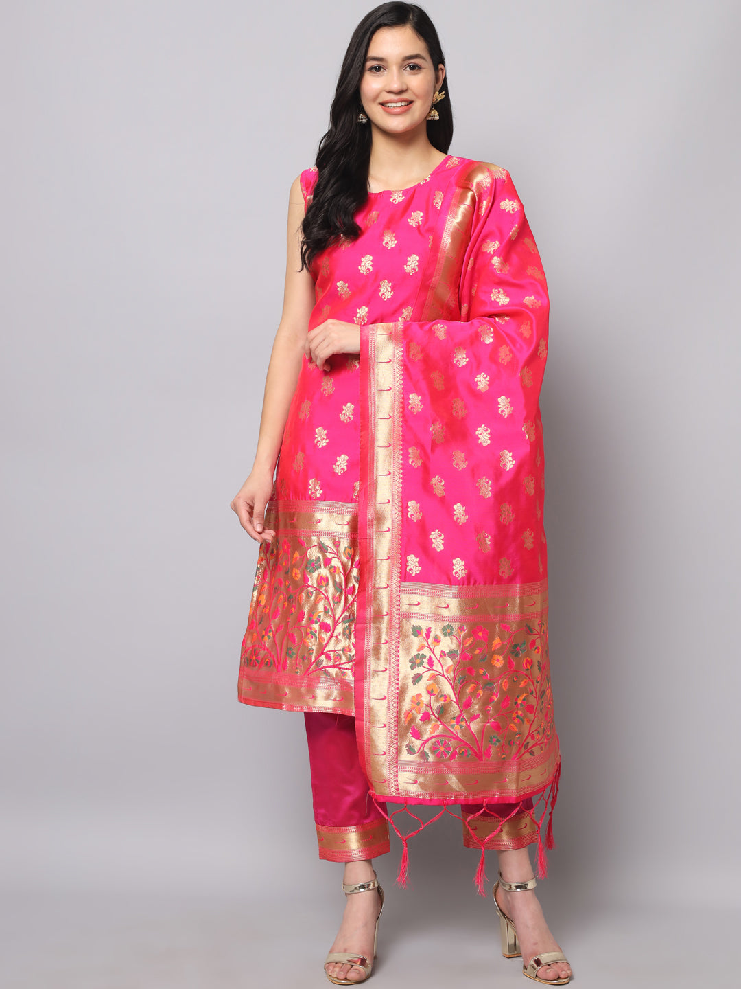 Cotton Silk Jacquard Kurta Pant With Banarasi Silk dupatta - FitVibe Fashion