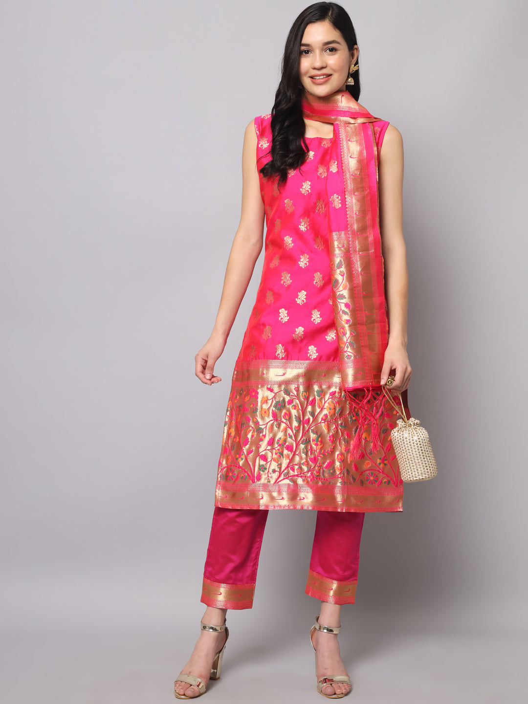 Cotton Silk Jacquard Kurta Pant With Banarasi Silk dupatta - FitVibe Fashion