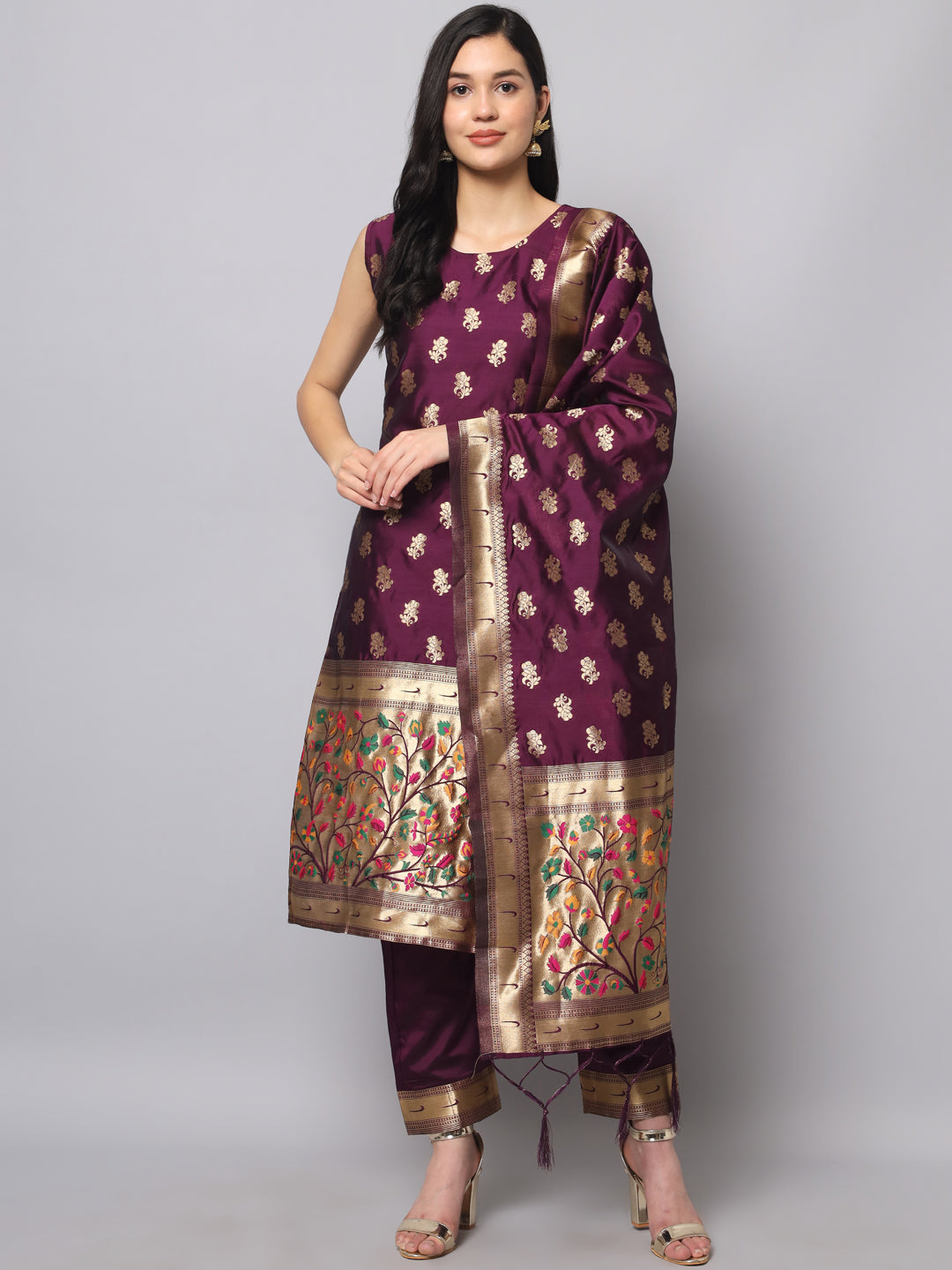 Cotton Silk Jacquard Kurta Pant With Banarasi Silk dupatta - FitVibe Fashion