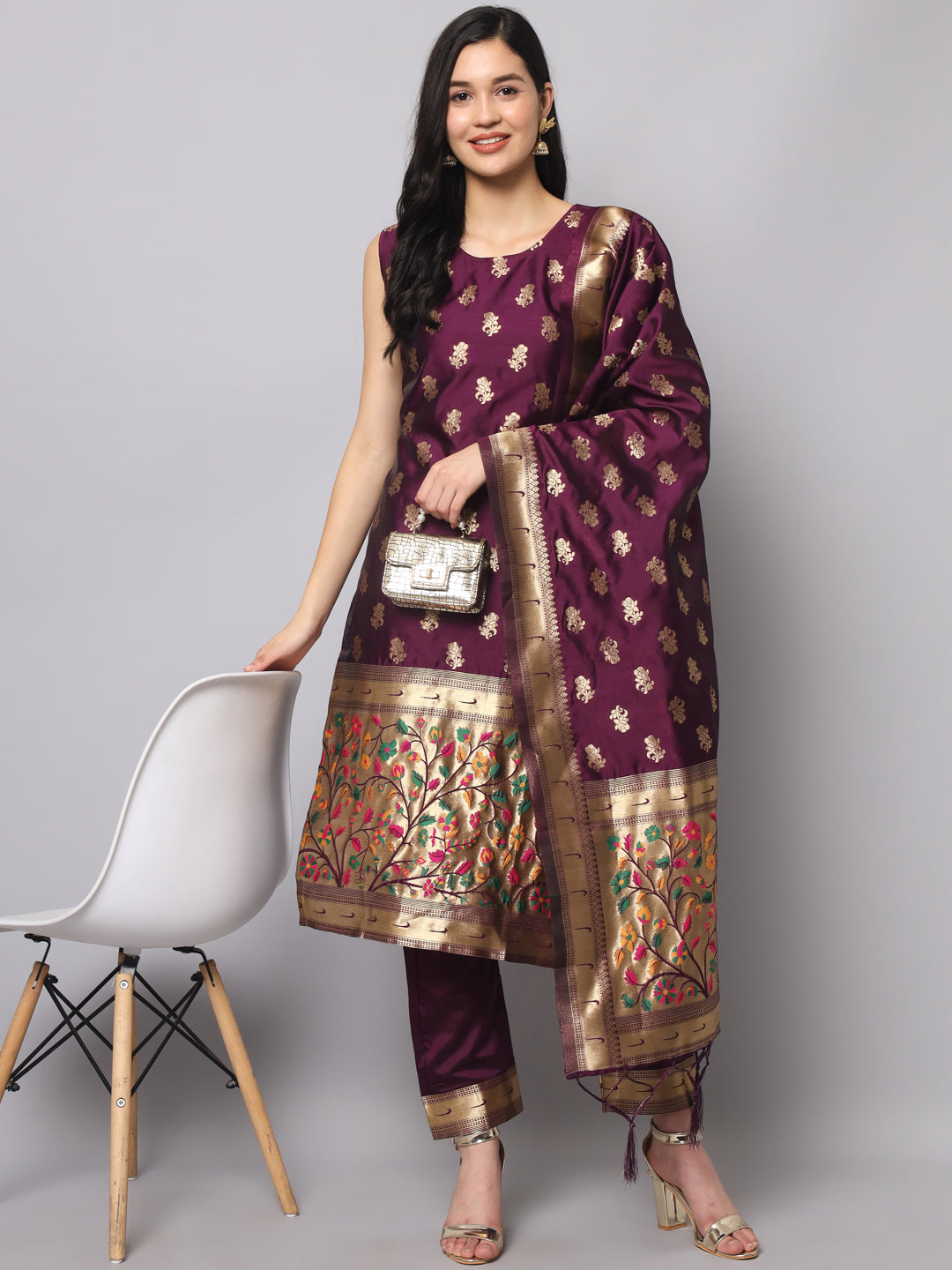 Cotton Silk Jacquard Kurta Pant With Banarasi Silk dupatta - FitVibe Fashion