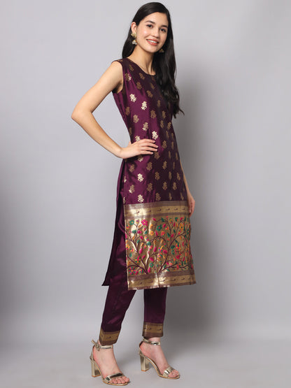 Cotton Silk Jacquard Kurta Pant With Banarasi Silk dupatta - FitVibe Fashion