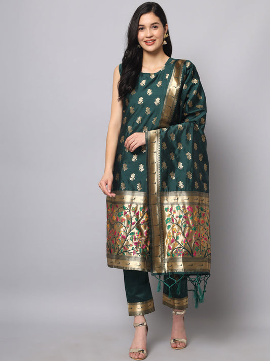 Cotton Silk Jacquard Kurta Pant With Banarasi Silk dupatta - FitVibe Fashion