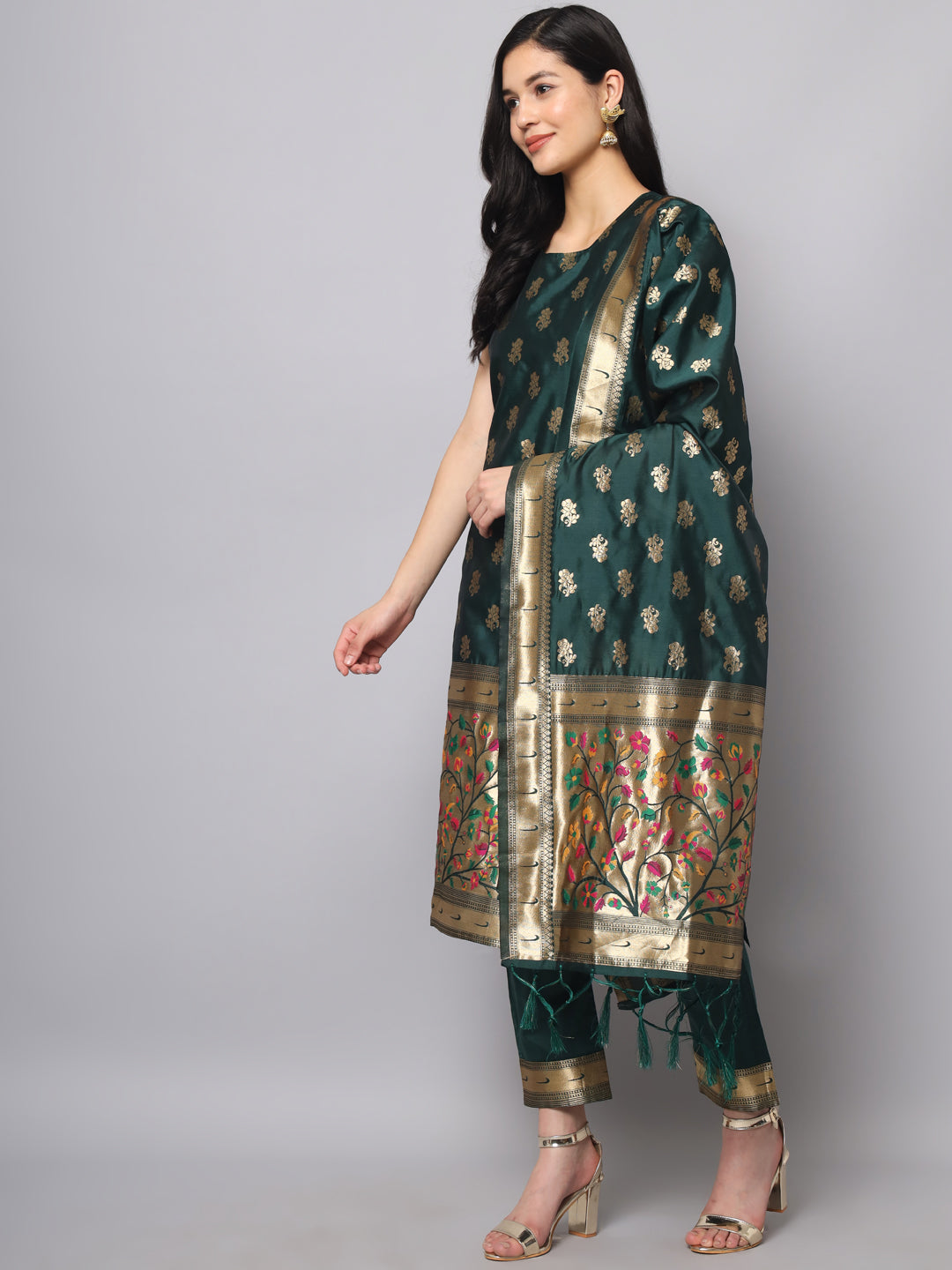 Cotton Silk Jacquard Kurta Pant With Banarasi Silk dupatta - FitVibe Fashion